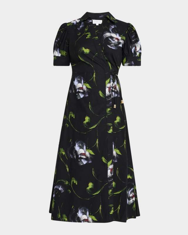 Shivon Printed Short-Sleeve Wrap Dress